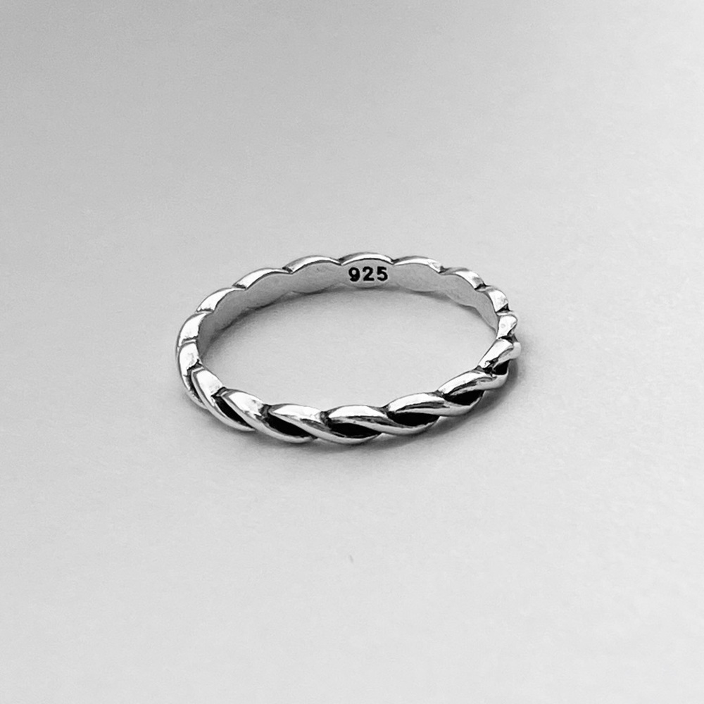 Sterling Silver Braided Band, Stackable Rings, Ro… - image 4